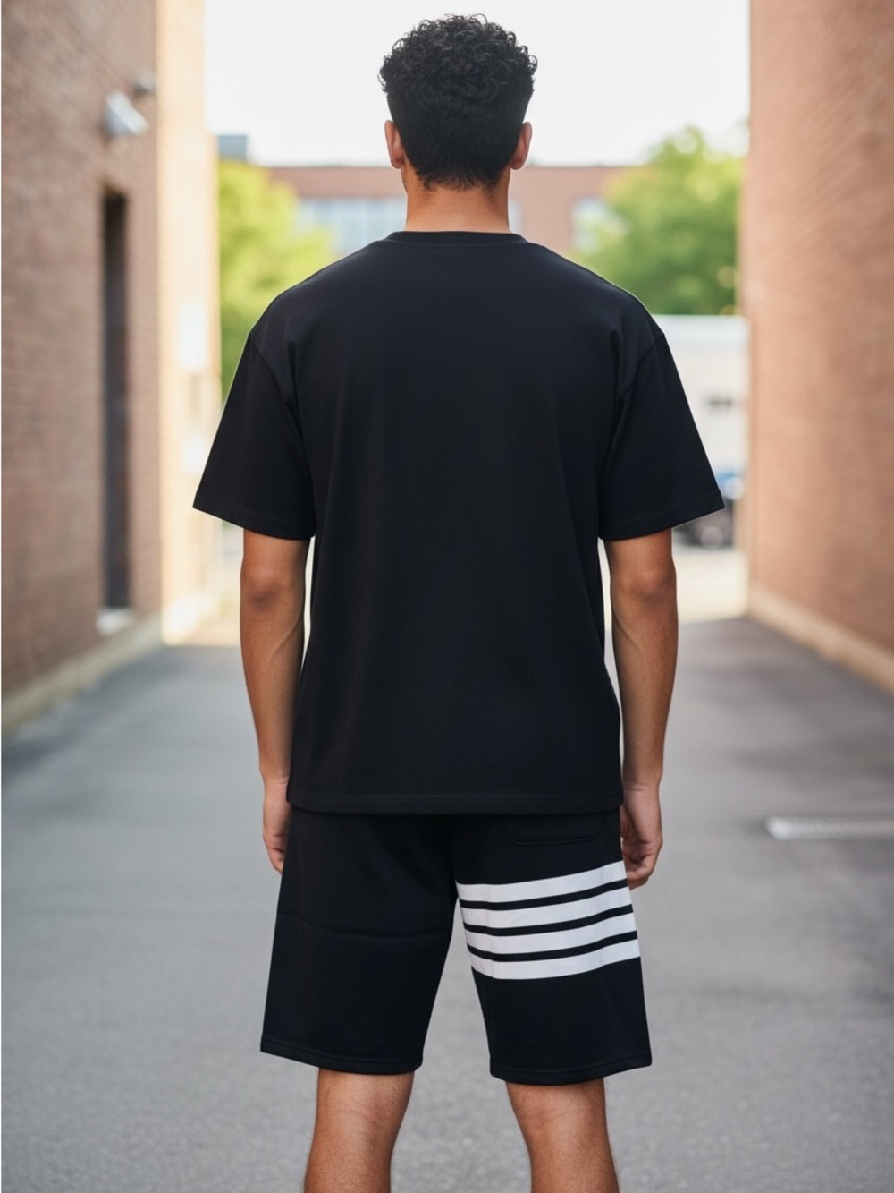 Thom Browne Men's Navy Four Bar Sweat shorts. - Picture 2 of 11
